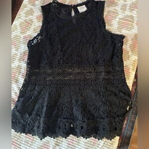 Knox Rose Black Lace Crochet Sleeveless Camisole